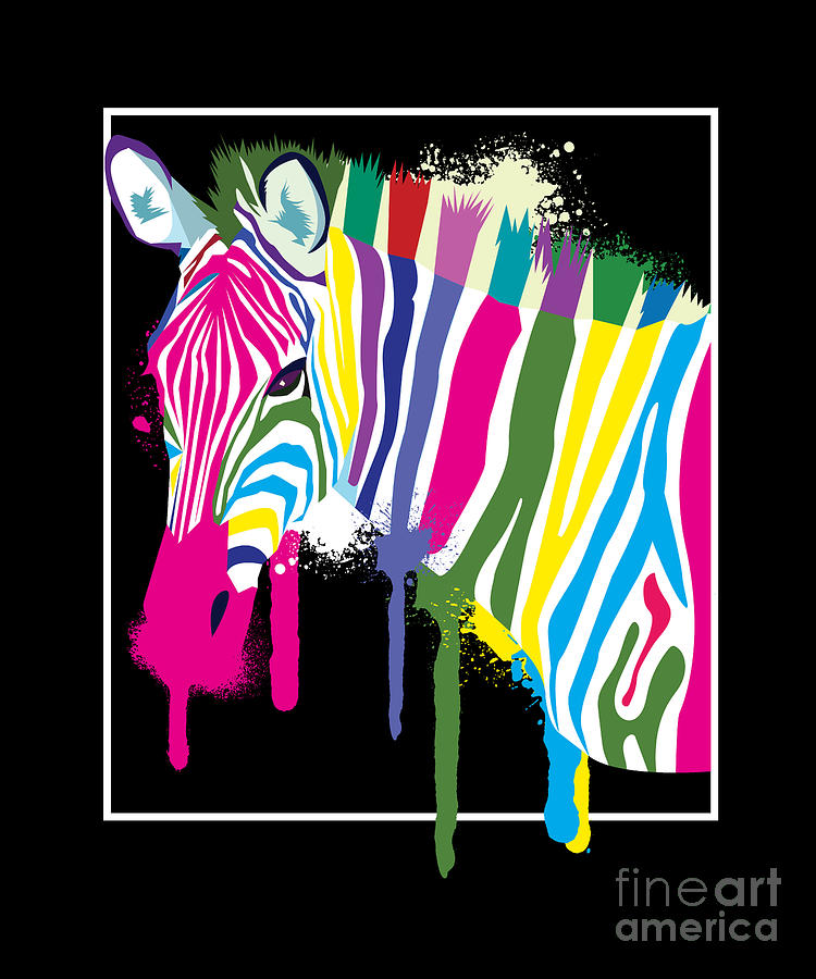 Cool Digital Art - Cool Zebra Graffiti Spray Drip Paint Animal Lover by Thomas Larch