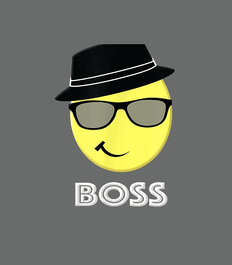 Coolest Boss Emoji Cool Hat Sunglasses Smiley Face Boss Day Digital Art ...