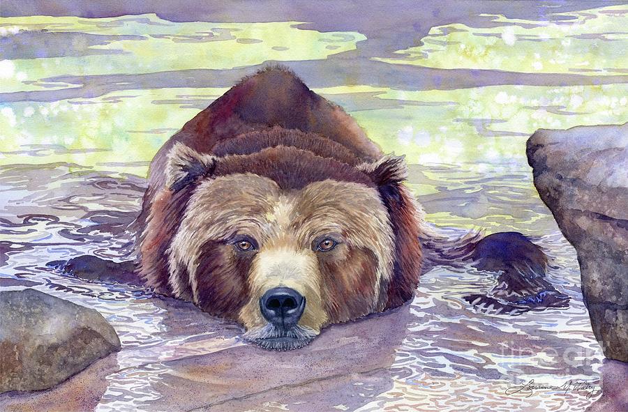 Grizzly Bear Painting - Cooling Down by Lorraine Watry