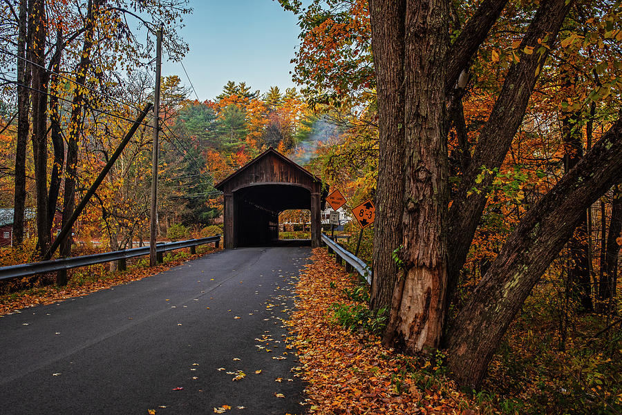 Coombs Covered Bridge Fall Foliage Ashuelot River Winchester NH Photograph by Toby McGuire