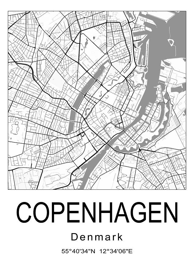 Copenhagen City Map 001 Digital Art By Dandi Studio Fine Art America