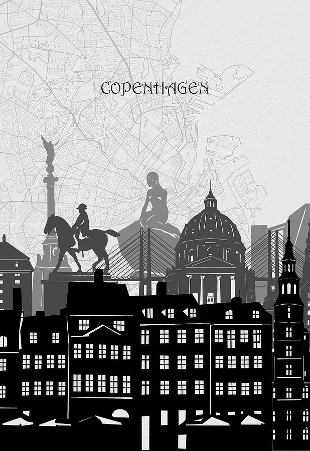 Copenhagen Cityscape Map Digital Art