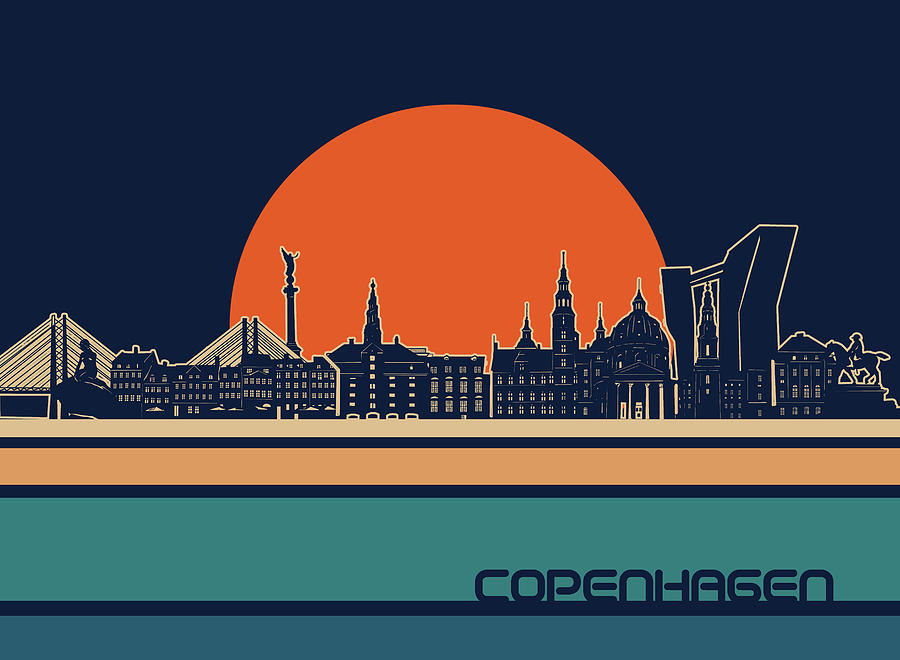 Copenhagen Skyline Retro 3 Digital Art