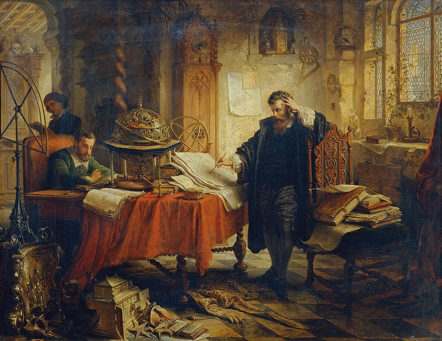 Copernicus Painting - Copernicus, recording the orbits of the stars by Eduard Ender