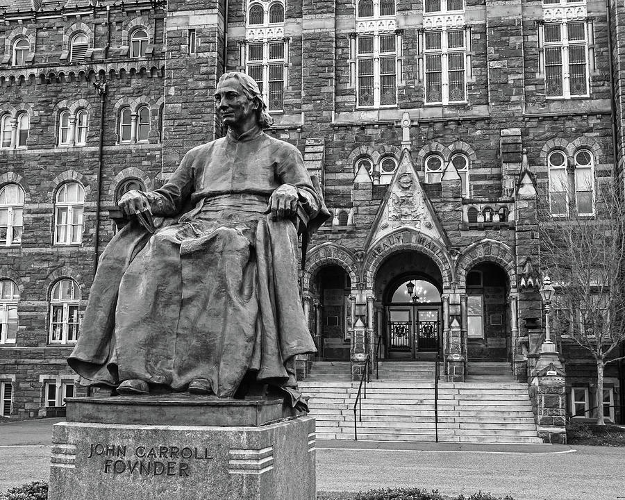 Copley Lawn Georgetown John Carroll Founder Statue with Healy Hall ...