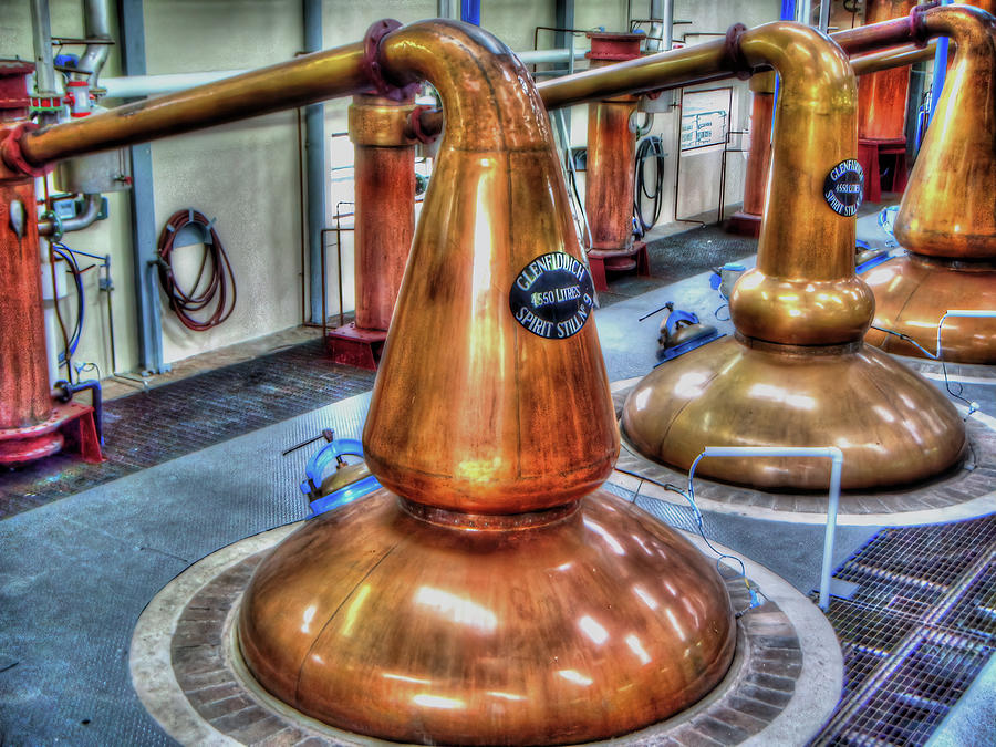 Copper 4550 Litre Whisky Still Number 9 Glenfiddich Distillery Scotland Photograph by OBT Imaging