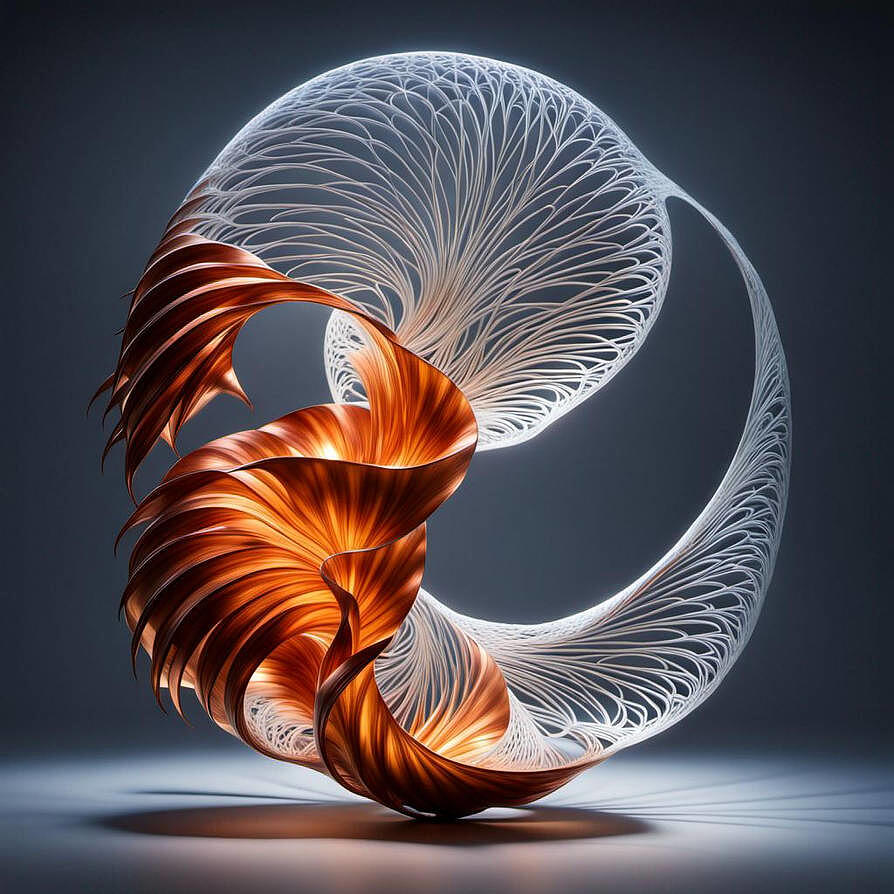 Abstract Digital Art - Copper and Silver Sculpture by Pat Goltz