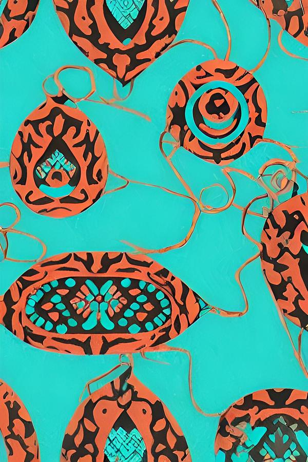 Copper and Turquoise Abstract Digital Art by Bonnie Bruno