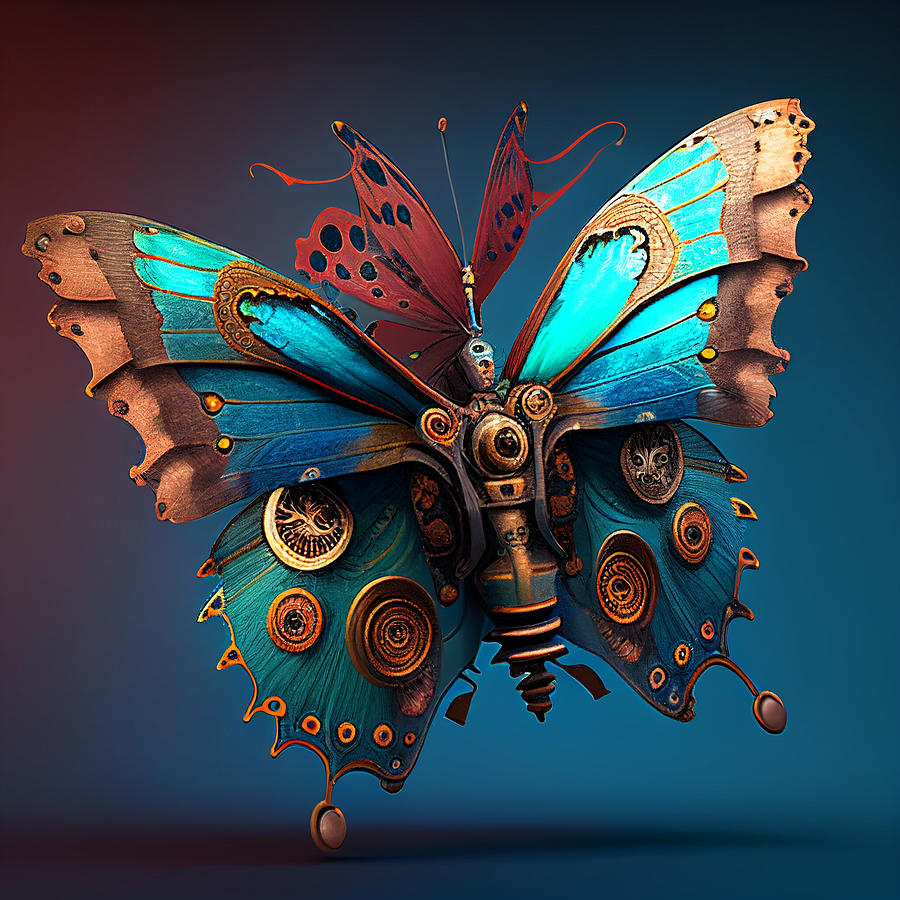 Steampunk Flutter #1 Digital Art by Laurie Williams