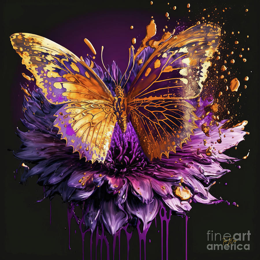 Copper Butterfly Explosion Painting by Tina LeCour