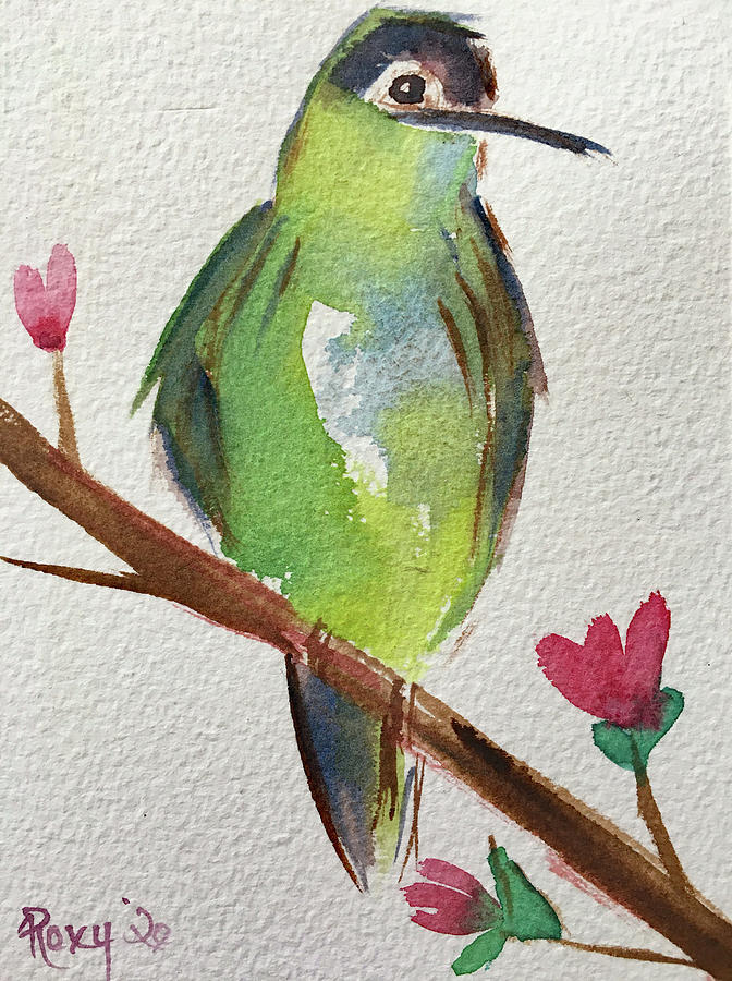Copper Headed Emerald Hummingbird Painting by Roxy Rich