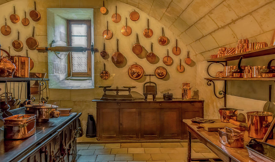 Copper Kitchen of Chateau Chenonceau Photograph by Marcy Wielfaert