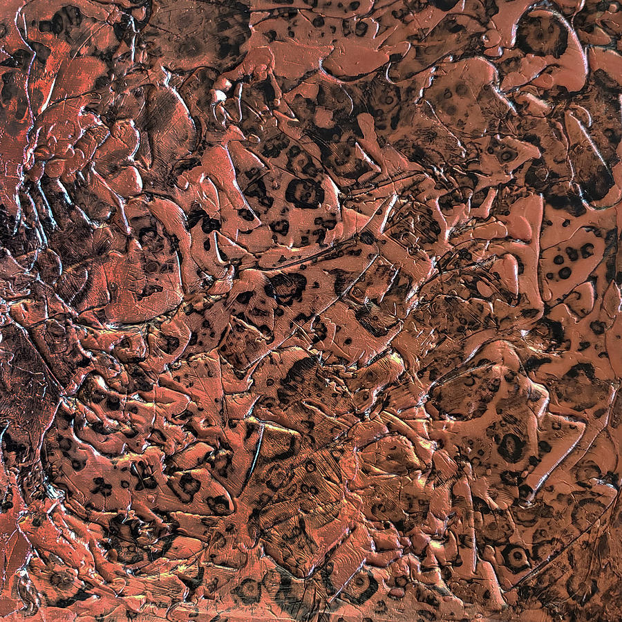 Copper Leopard Abstract Textured Painting Copper Metallic Black  Painting by Lynnie Lang