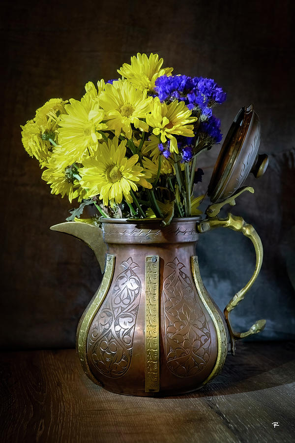Copper Pitcher with Flowers Photograph by Tom Romeo