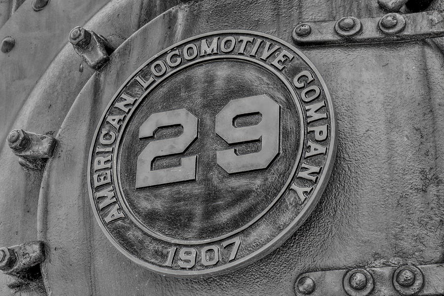 Copper Range Locomotive 29 Front Plate BW Photograph by Dale Kauzlaric