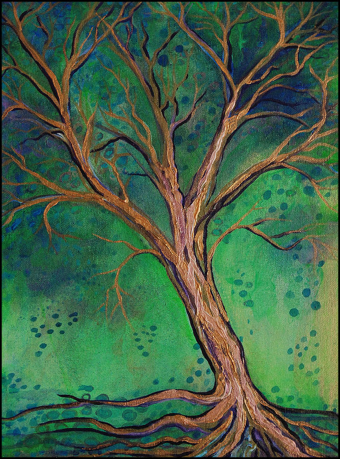 Copper Tree in Green Painting by Katherine Nutt - Fine Art America