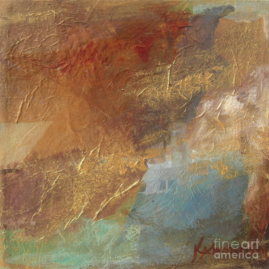 Copper Turquoise Abstract Painting by Kristen Abrahamson