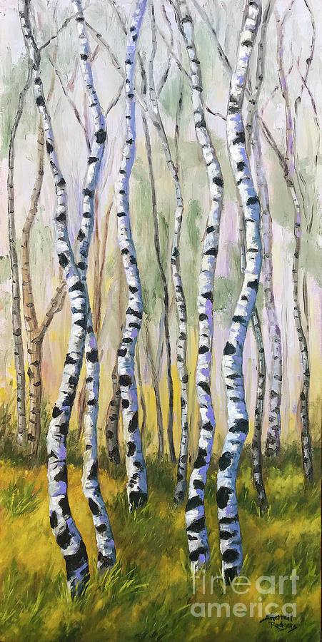Copse of Birch Trees Painting by Sherrell Rodgers