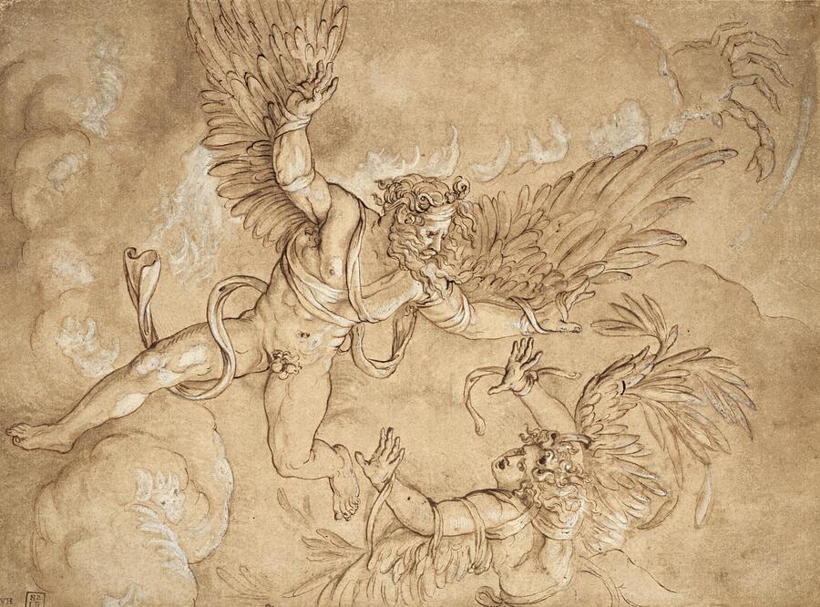 Copy after Giulio Romanos Fall of Icarus after Drawing by Giulio Romano ...