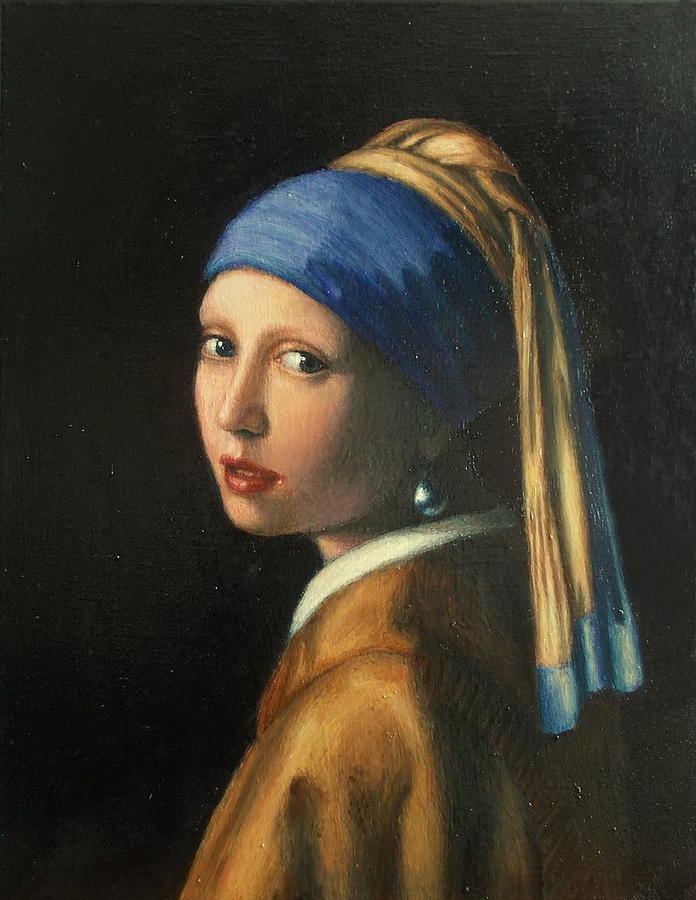 copy of Vermeer's work Girl with a Pearl Earring Painting by Tatyana ...