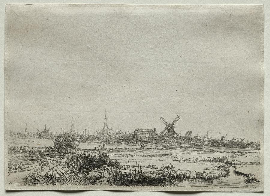 Copy Of View Of Amsterdam From The North West 1700s Copy After Rembrandt Van Rijn Painting