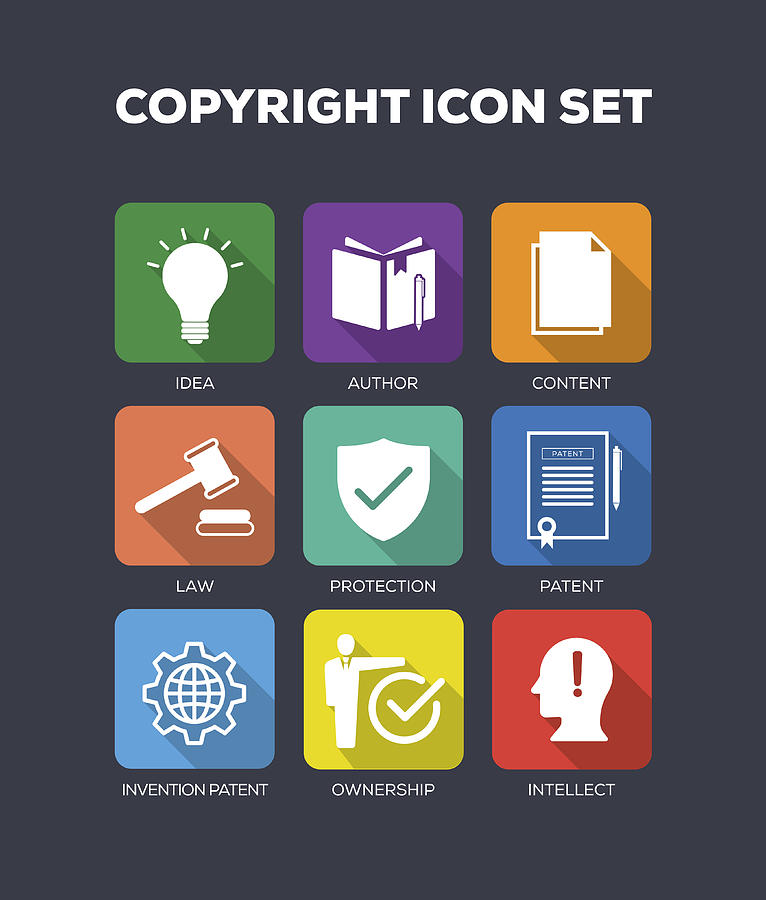 Copyright Concept Flat Icons Set Drawing by Cnythzl