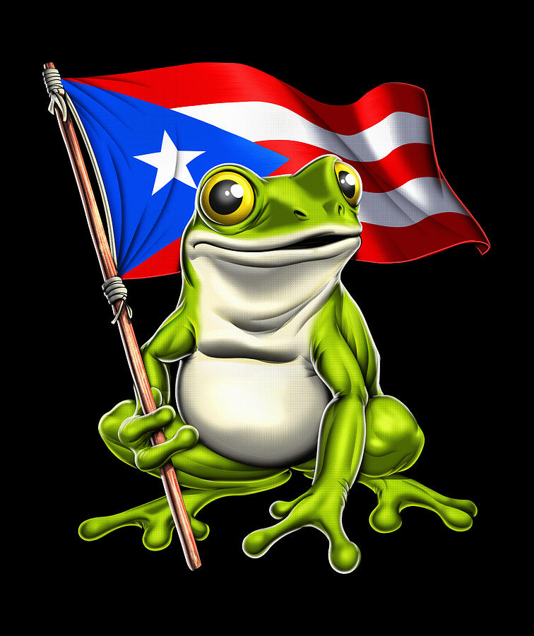 Coqui Frog Puerto Rico Flag Digital Art by Nikolay Todorov - Fine Art ...