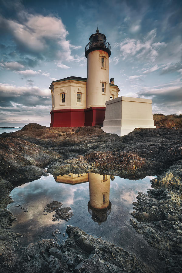 Coquille Lighthouse Photograph - Coquille Lighthouse Moody Morning by Darren White
