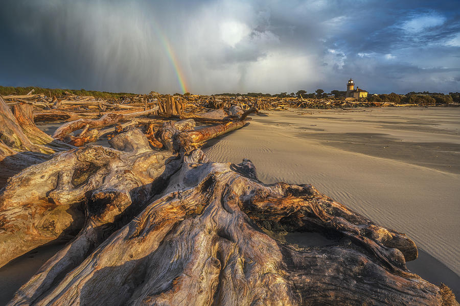 Lighthouse Photograph - Coquille Rainbow by Darren White