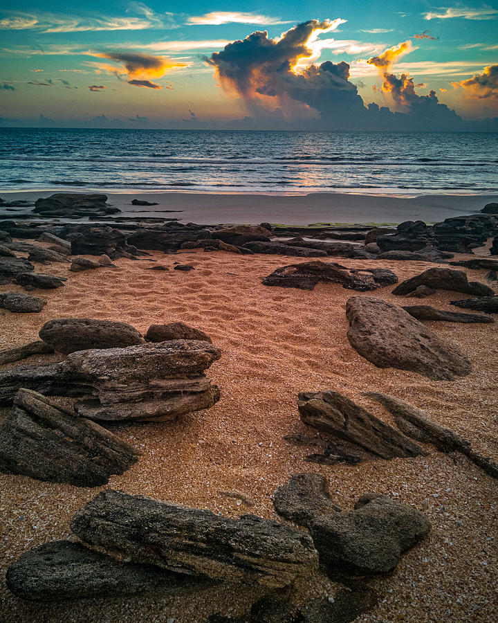 Coquina Rocks Beach Sunrise Photograph by Danny Mongosa