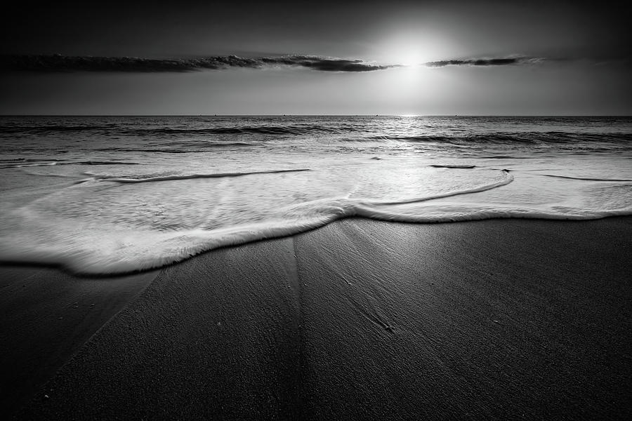 Nature Photograph - Coquina Sunrise Black and White by Rick Berk