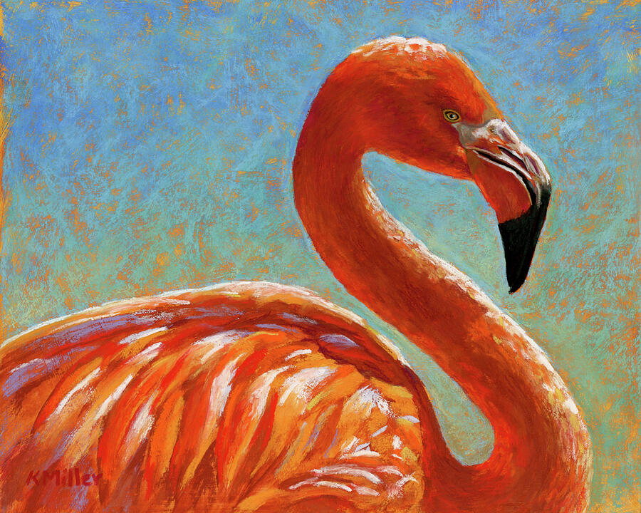 Cora - Caribbean Flamingo Pastel by Kathie Miller