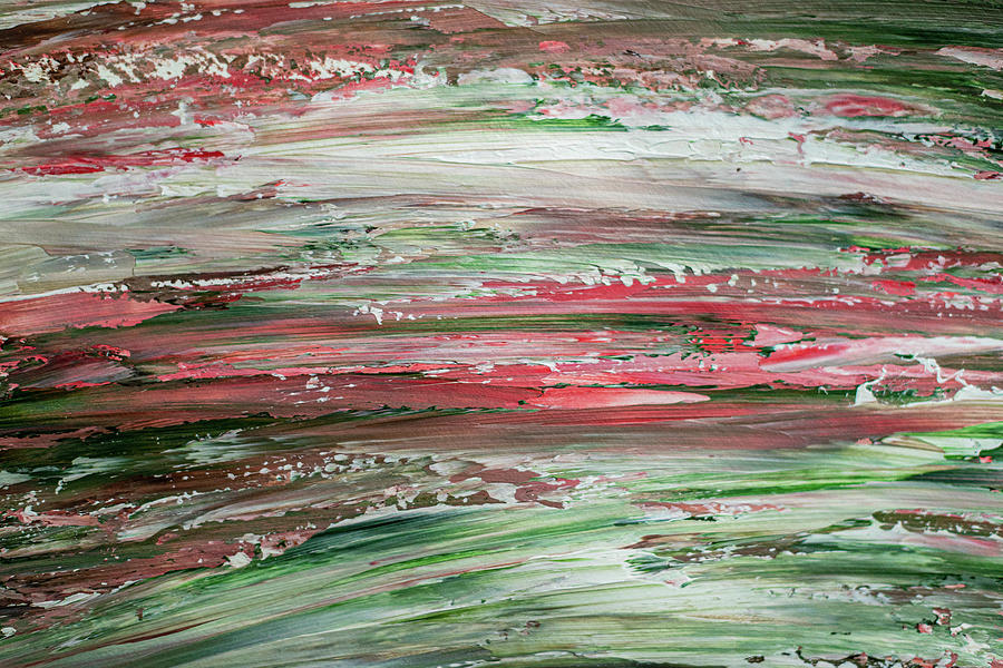 Coral And Green Textured Painting Painting by Amelia Pearn