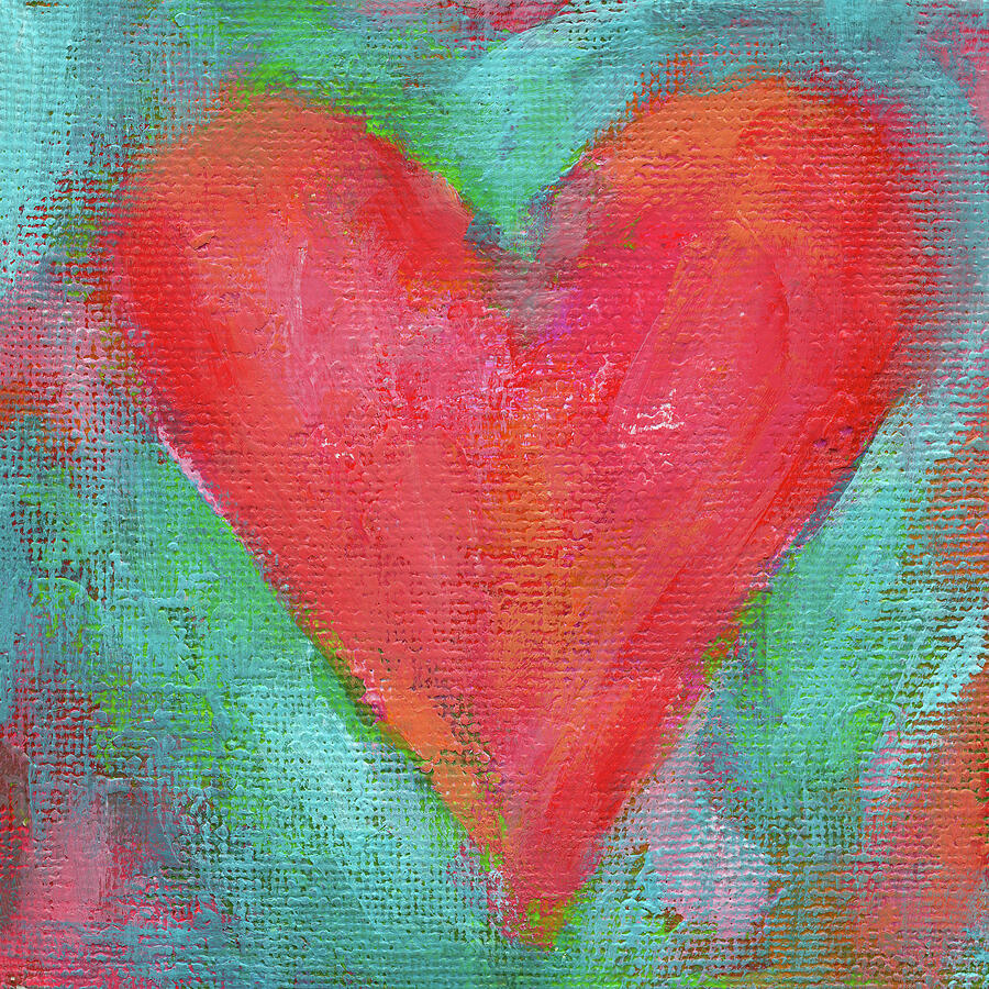 Coral heart Painting by Karen Kaspar