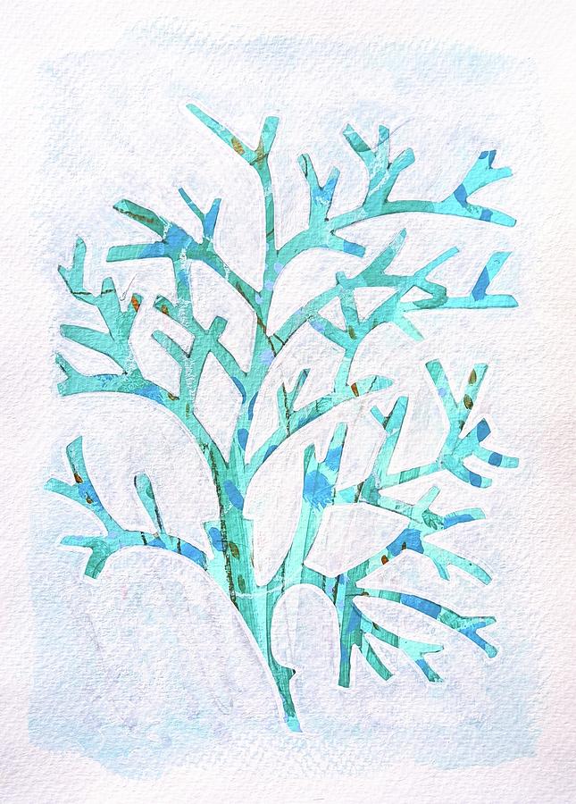 Coral in Aqua Mixed Media by Valerie Reeves