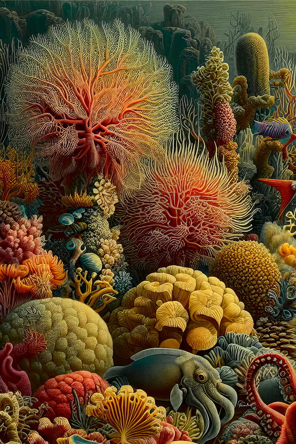 Coral Kaleidoscope - A Symphony of Underwater Hues Digital Art by Russ Harris