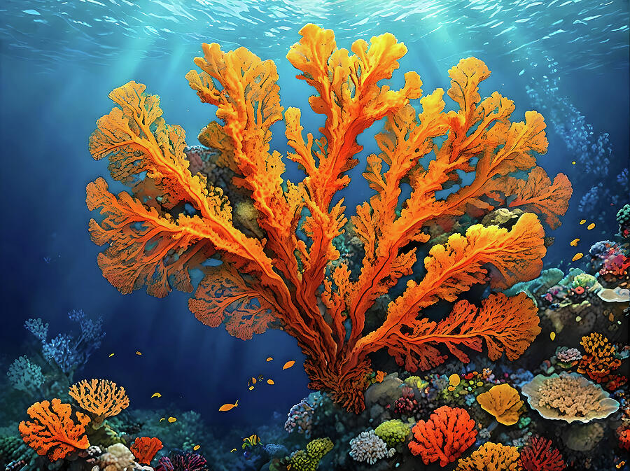 Coral Orange Fan Digital Art by AI Digital Coral Orange Fan Digital Art by AI Digital