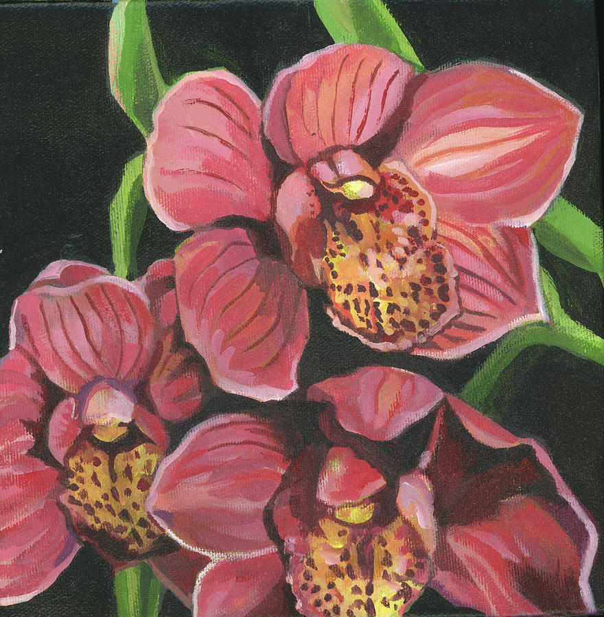 Coral Orchids Painting by Alfred Ng
