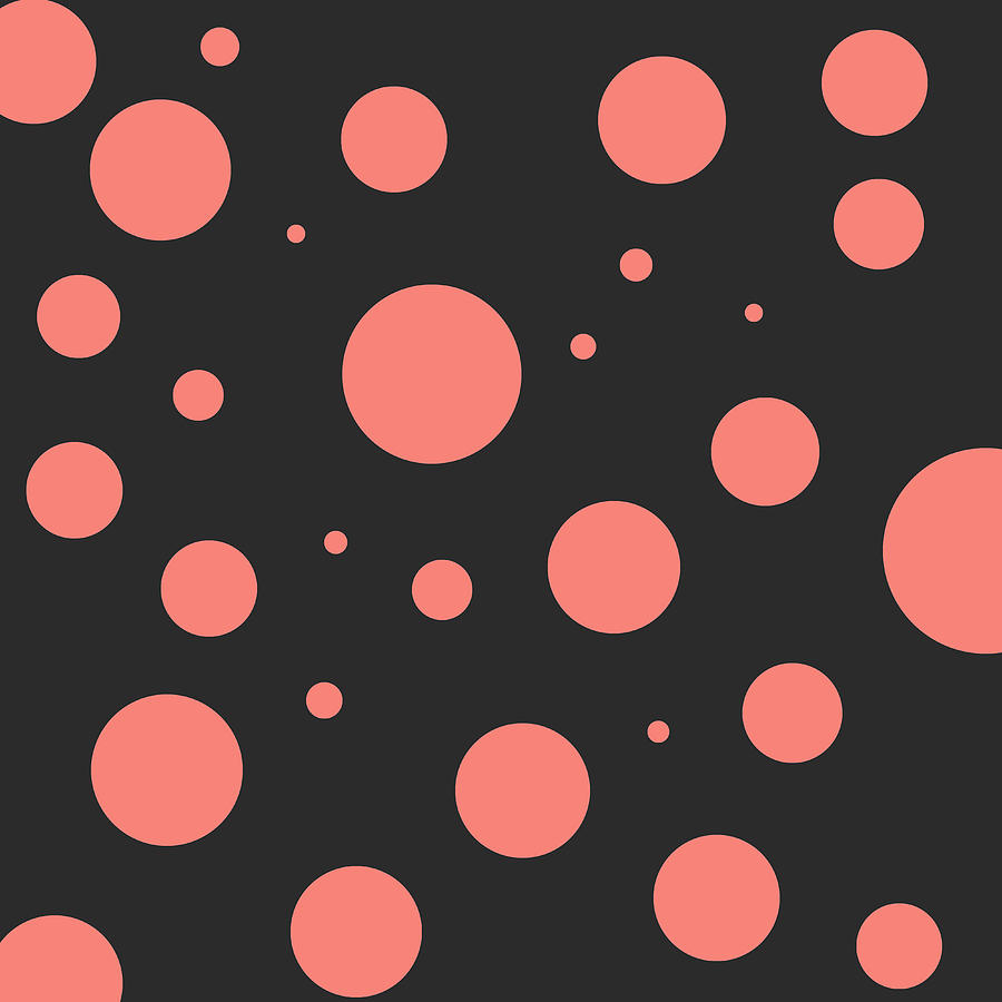 Coral Polka Dots on Black Background Digital Art by Jason Fink