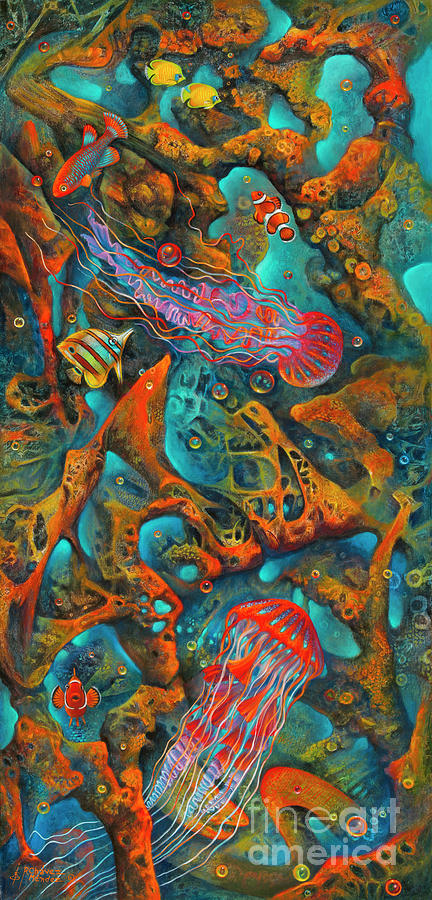 Fish Painting - Coral Reef - 3D by Ricardo Chavez-Mendez