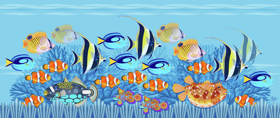 Fish Digital Art - Coral Reef Nature Panel by Tim Phelps
