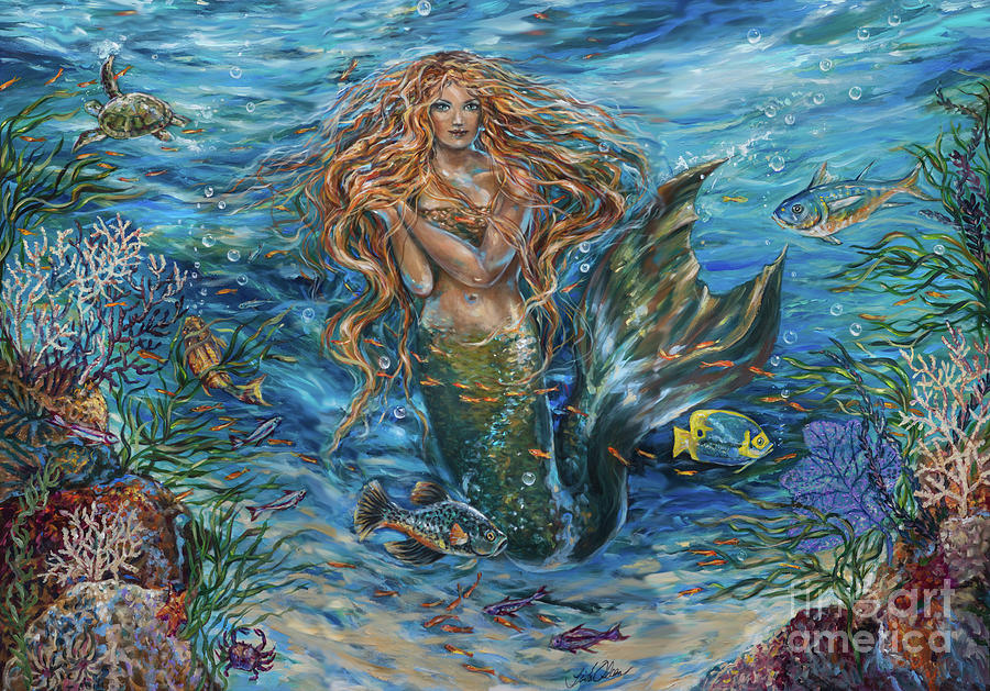 Coral Reef Rhapsody Toggled Painting by Linda Olsen