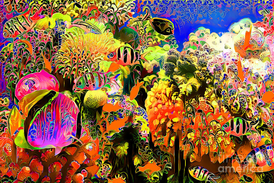 Coral Reef Tropical Fish in Vibrant Contemporary Modern Art 20220317 Photograph by Wingsdomain Art and Photography