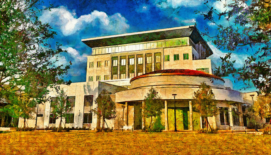Coral Springs city hall building - digital painting Digital Art by Nicko Prints