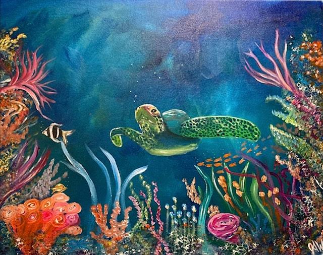 Coral Turtle Painting by Jessica Werner - Fine Art America