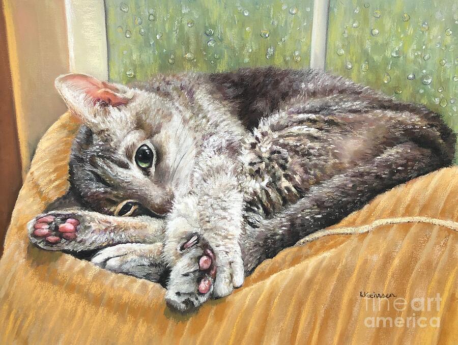 Corduroy Cat Pastel by Wendy Koehrsen