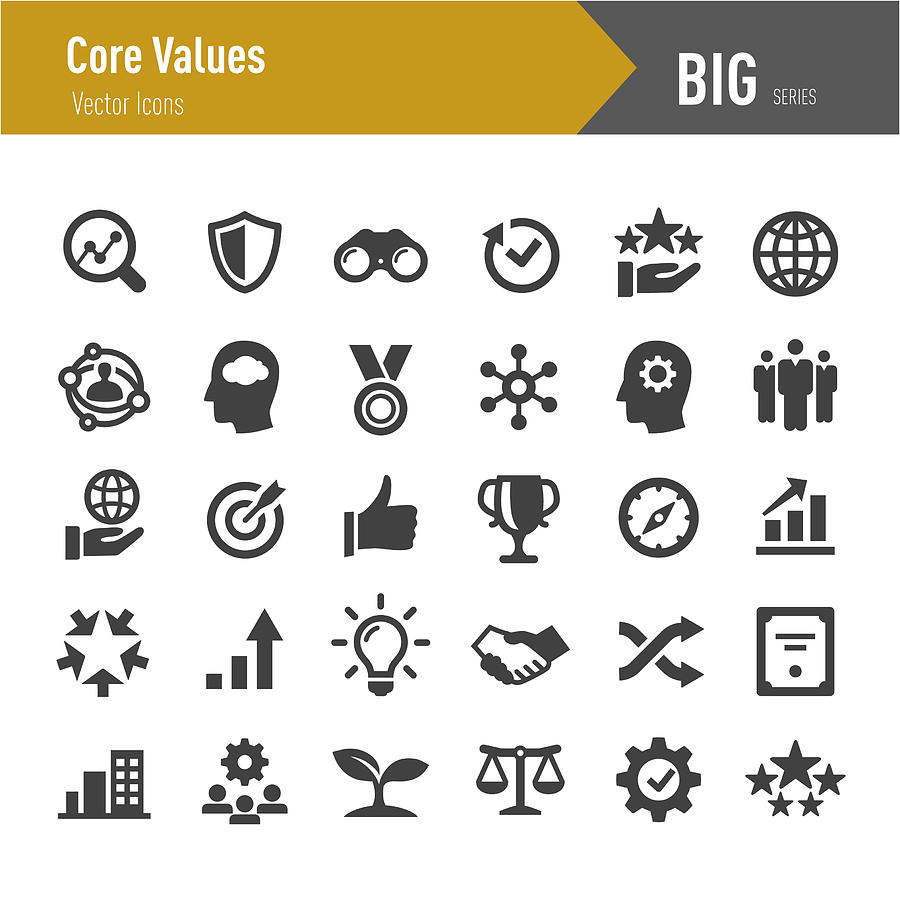 Core Values Icons - Big Series Drawing by -victor-