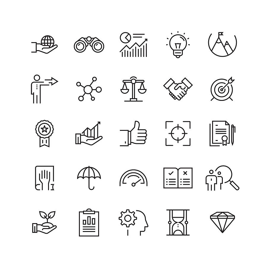 Core Values Related Vector Line Icons Drawing by Cnythzl