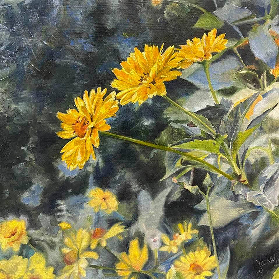 Sunflower Painting - Coreopsis Butterfly Petals by Nila Jane Autry