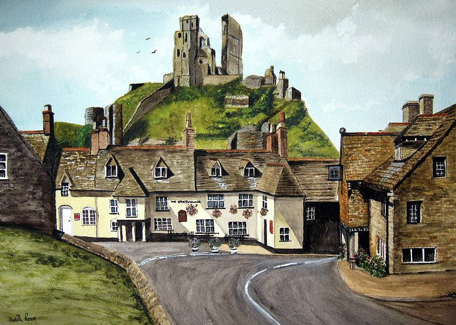 Corfe Castle Painting by Judith Rowe